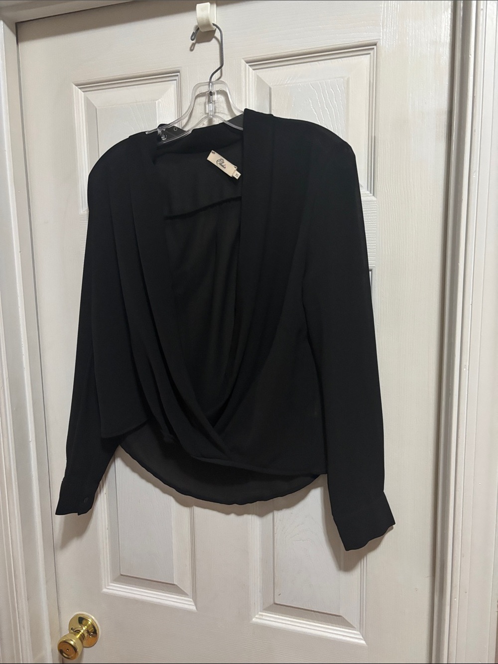 Elodie Black Draped Wrap Blouse